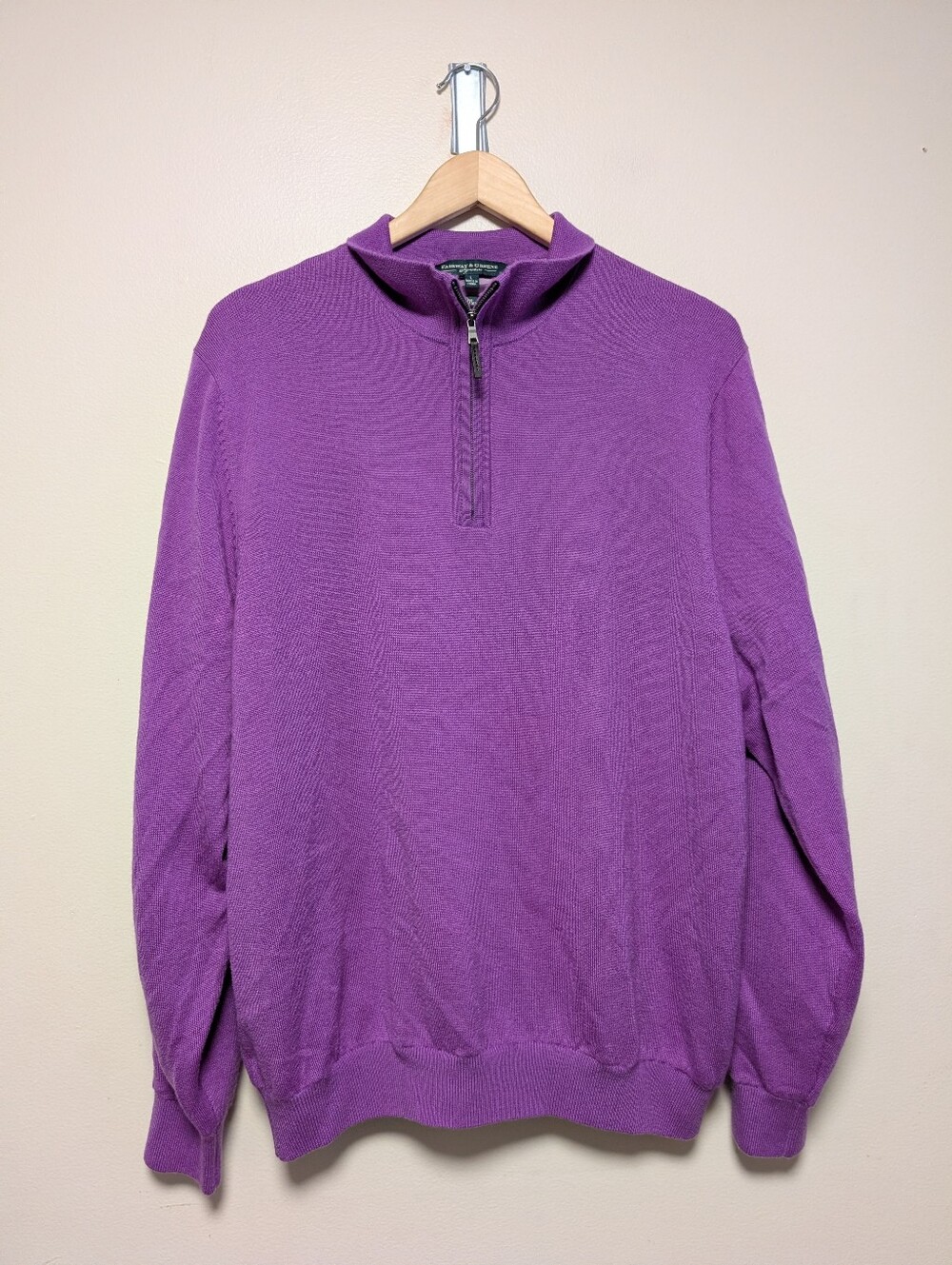 Fairway & Greene Signature Italian Merino Quarter Zip Sweater Purple Large